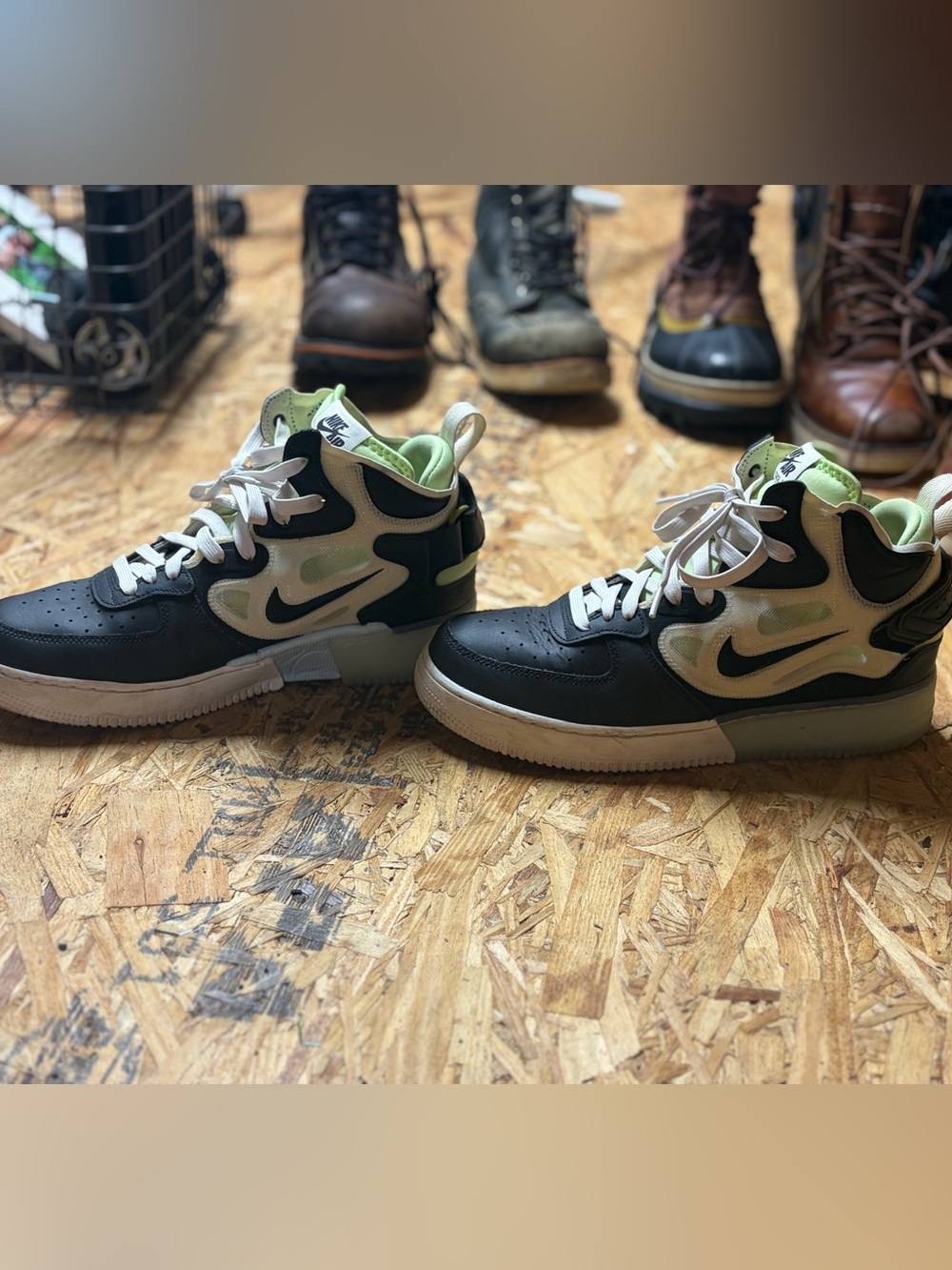 Nike Black, White & Lime High-Top Sneakers - Picture 2 of 6